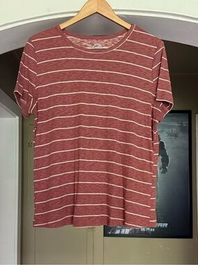 Madewell Red and White Striped Short-Sleeve Crewneck Tee